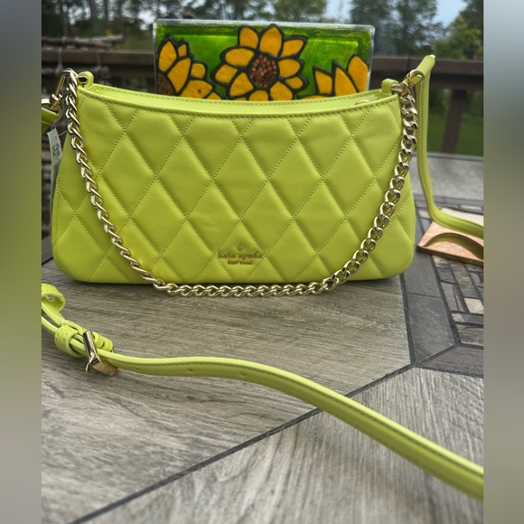 kate spade Handbags - NWT! Kate Spade Neon Yellow Quilted Shoulder Crossbody Soft Leather Bag